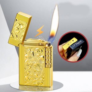 Bật lửa Dupont hoa văn cách điệu bông lúa dùng gas