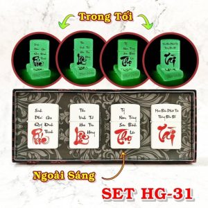Bộ bật lửa Zippo chữ thư pháp dạ quang Phúc - Lộc - Thọ - Tài hộp giấy