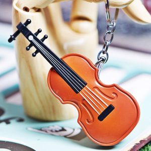 Bật lửa hình đàn violin bằng kim loại có móc khóa dùng gas