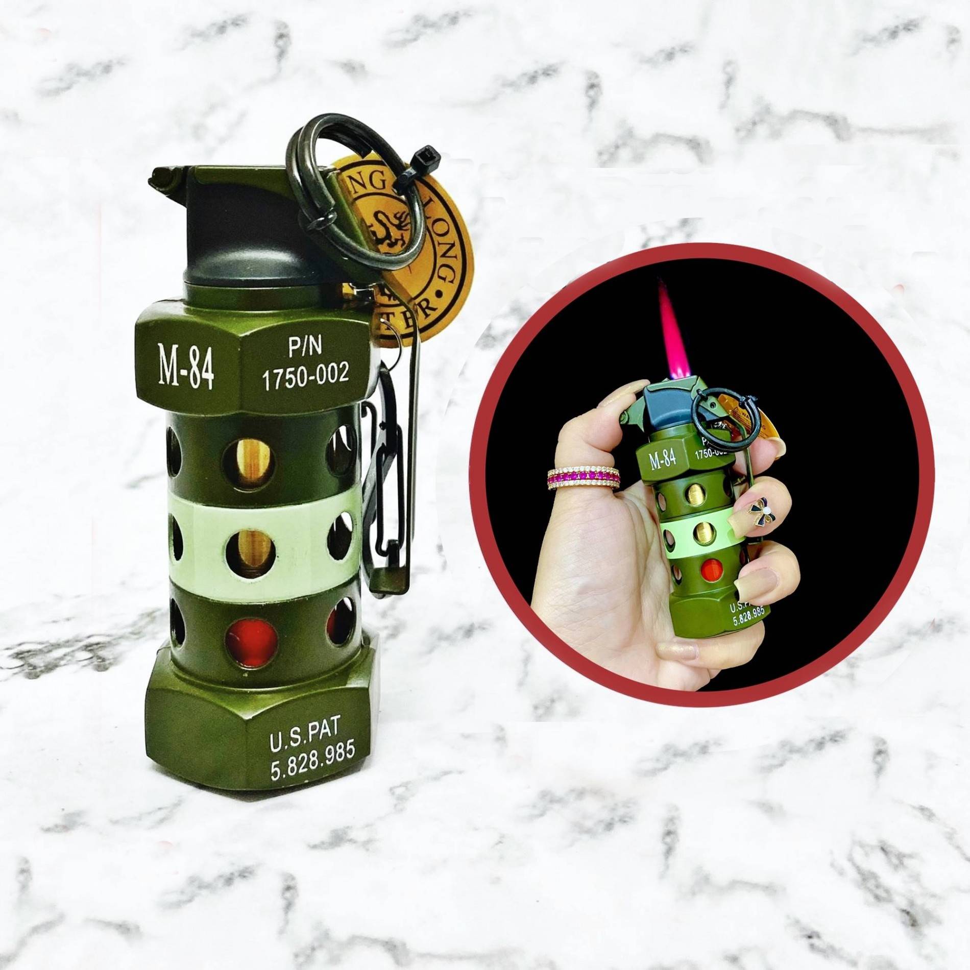 Bật lửa hình trái lựu đạn M-85 xanh size nhỏ dùng gas - Ảnh 3
