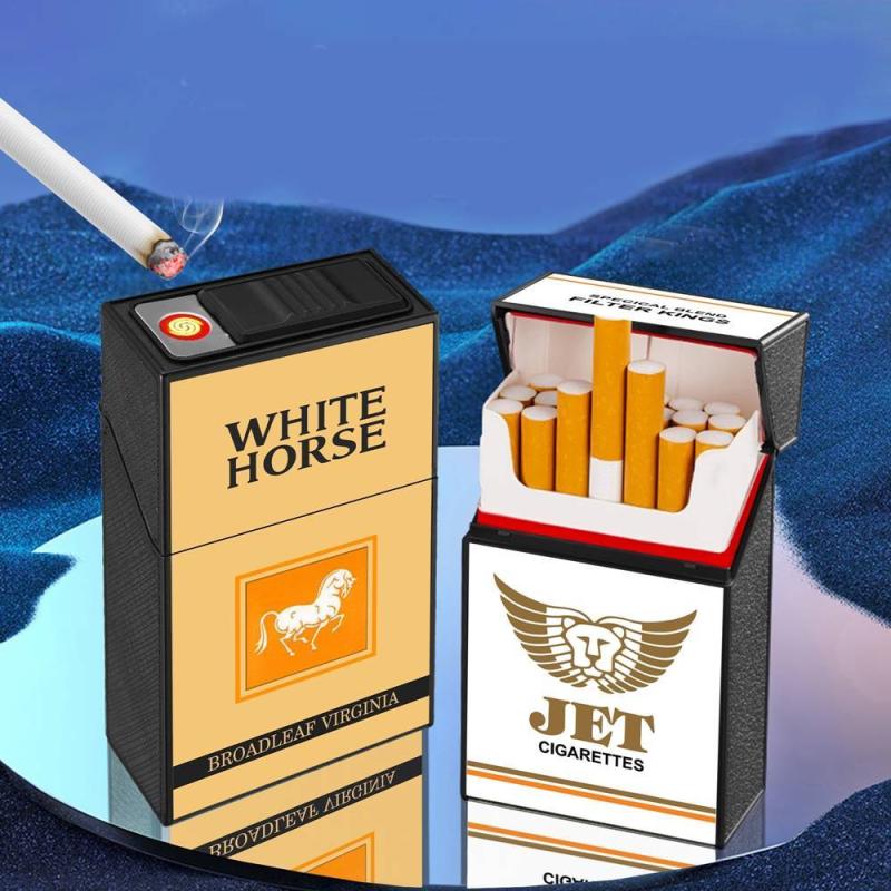 Bật lửa điện kiêm gói thuốc lá in nhãn hiệu WhiteHorse