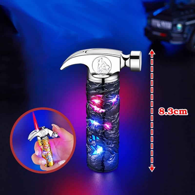 Bật lửa hình cây búa hoa văn rồng nổi có đèn nhấp nháy - xài gas