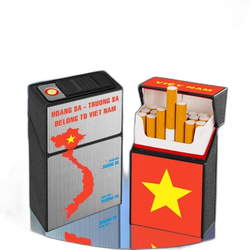 Bật lửa kiêm hộp thuốc hình bản đổ việt nam sạc điện