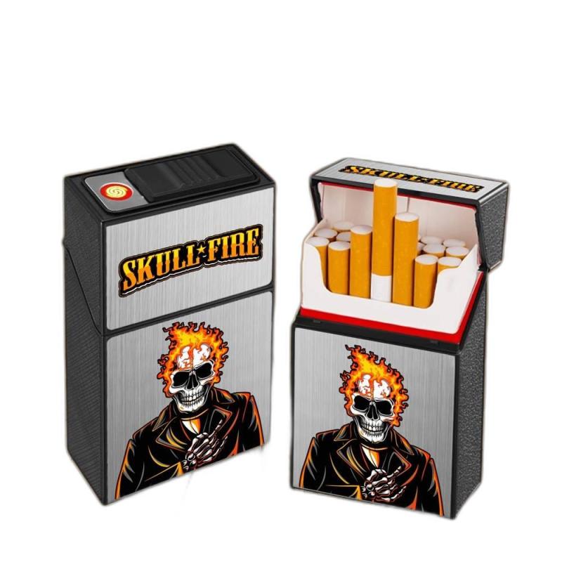 Bật lửa điện kiêm hộp thuốc hình đầu lâu dùng điện
