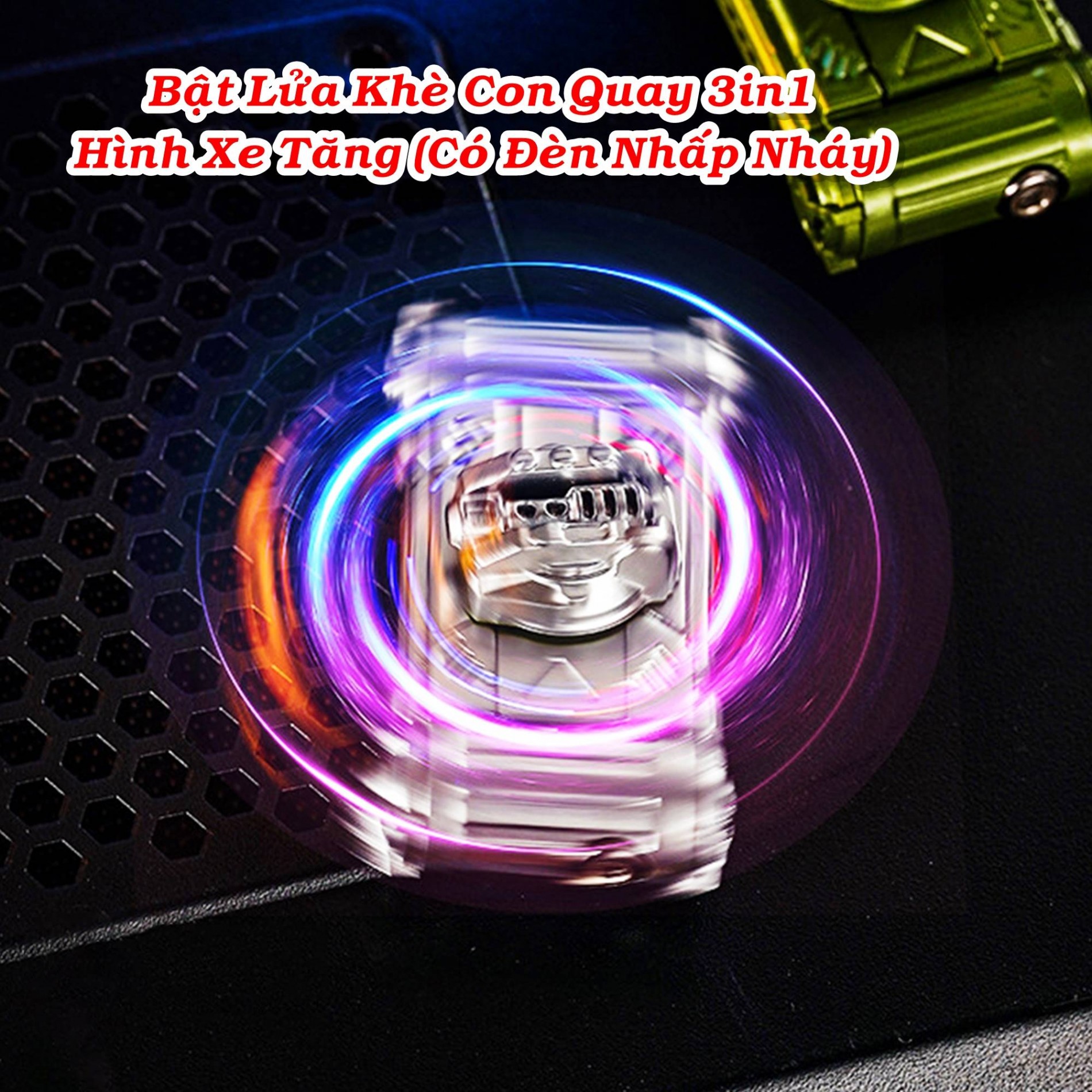 Bật lửa hình xe tăng có đèn nhấp nháy xài gas