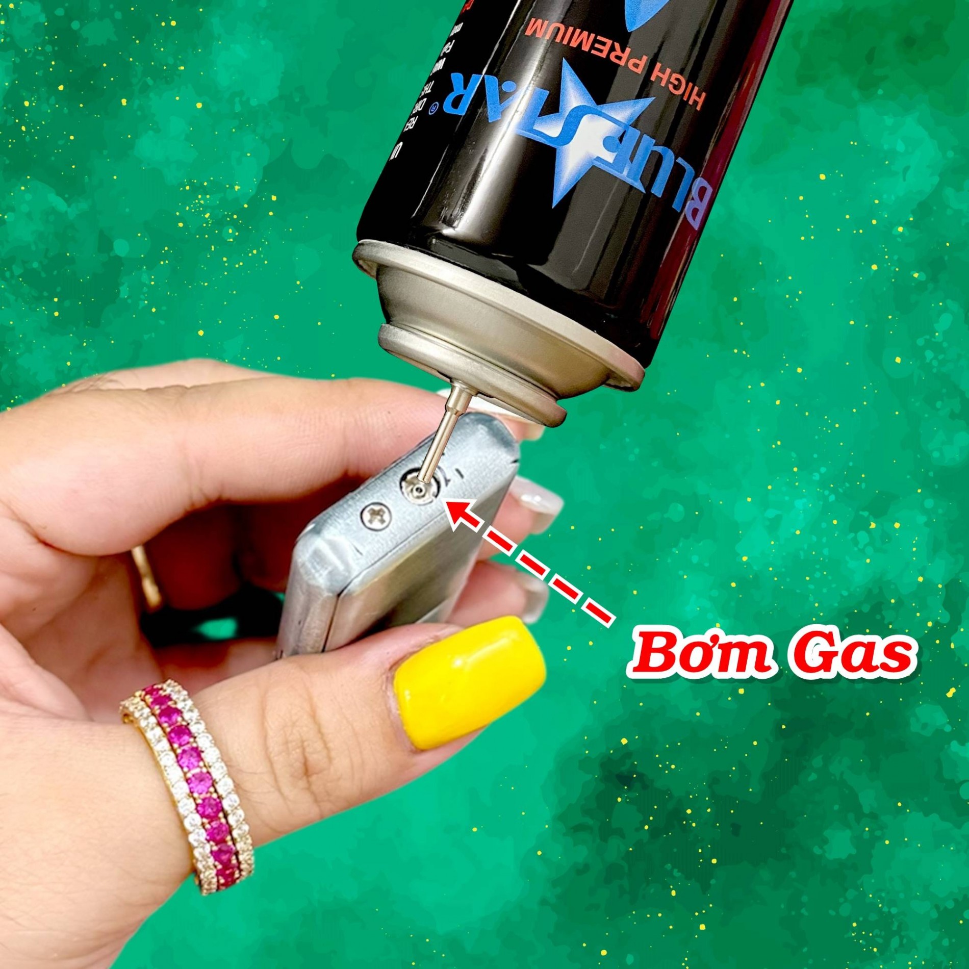 Bật lửa gas đá móc khóa hình hoa văn dập nổi