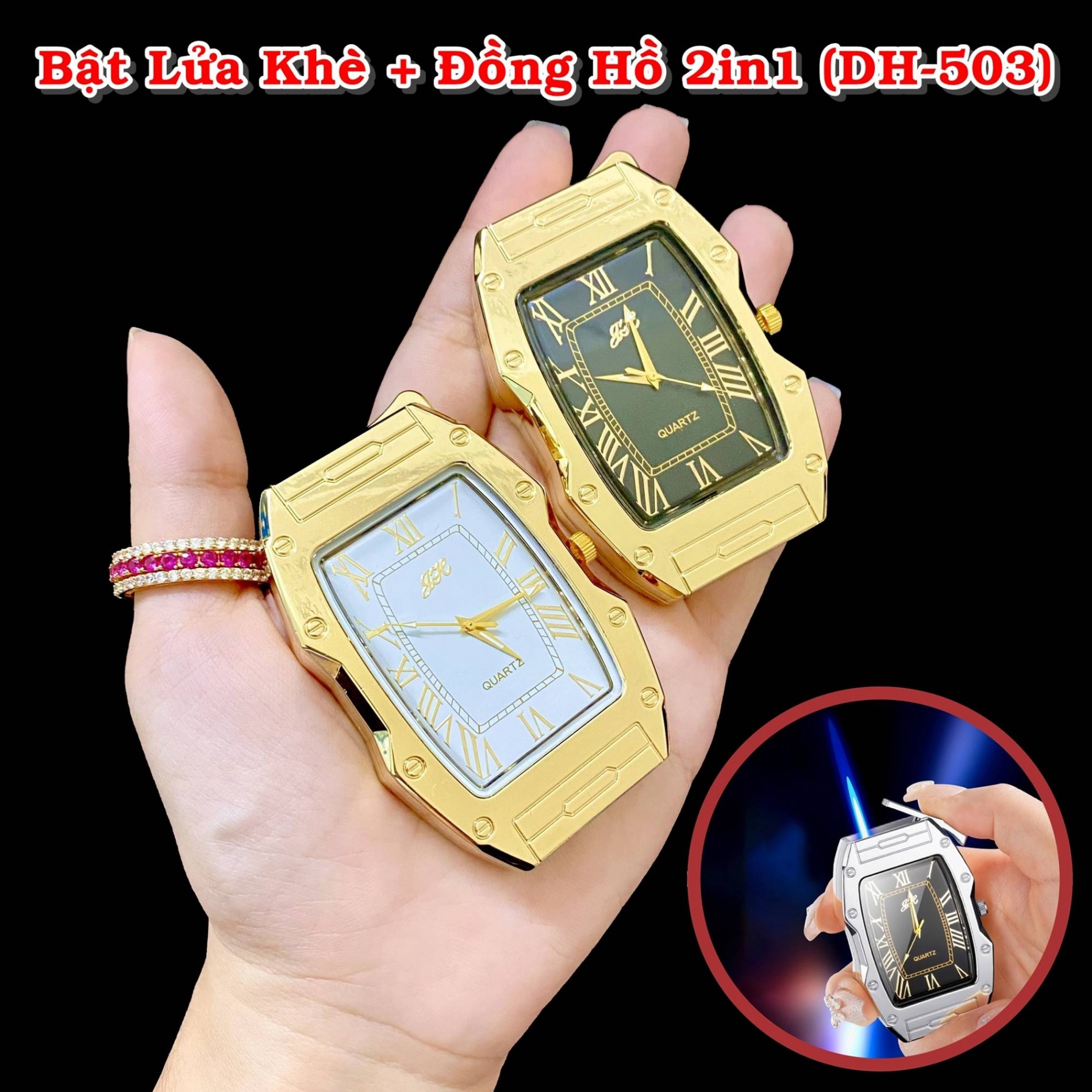 Bật lửa kiêm đồng hồ DH-503 - dùng gas (có hộp)