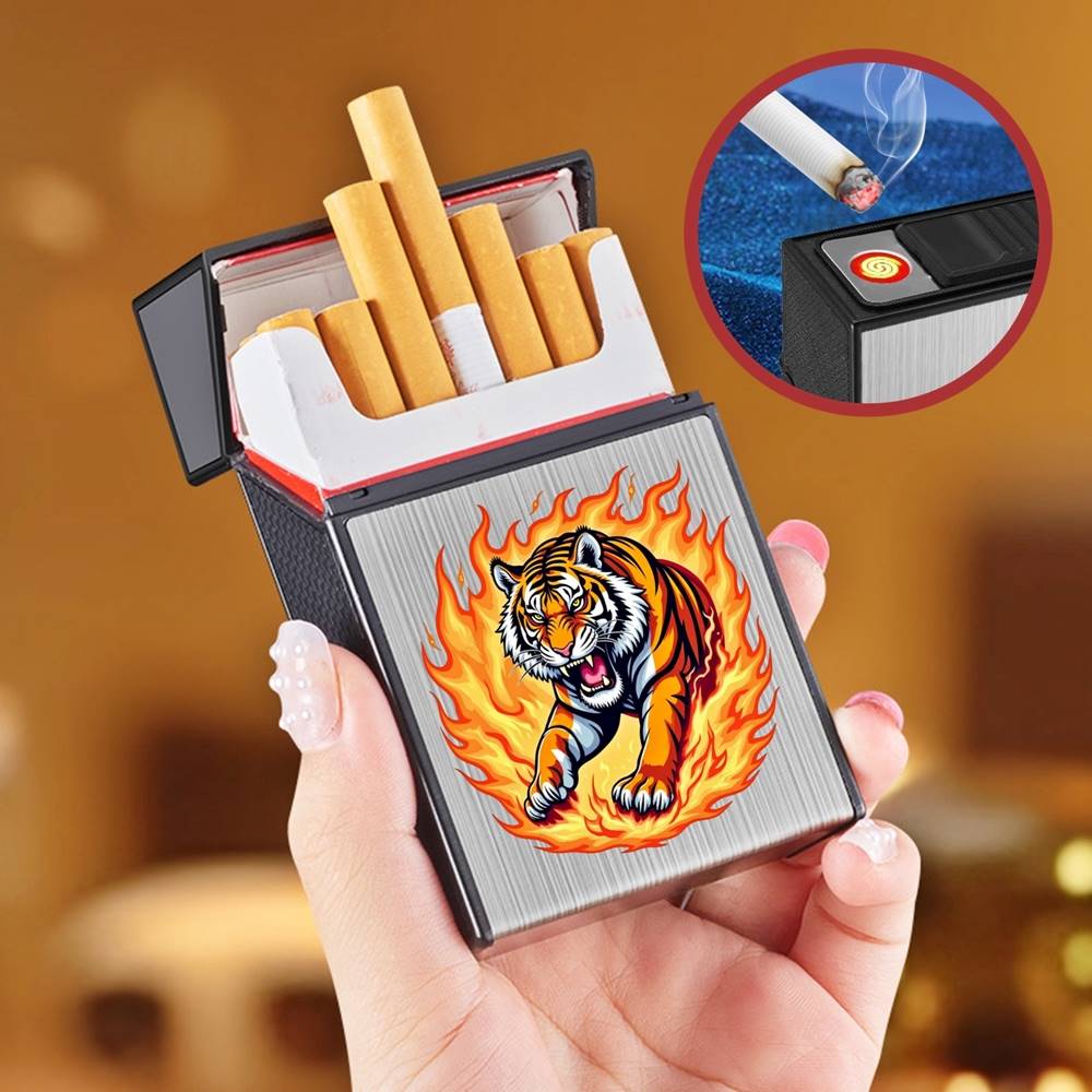 Bật lửa điện kiêm hộp thuốc hình cọp sạc điện