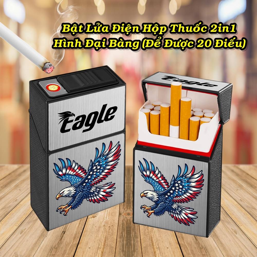 Bật lửa điện hộp thuốc hình đại bàng sạc điện
