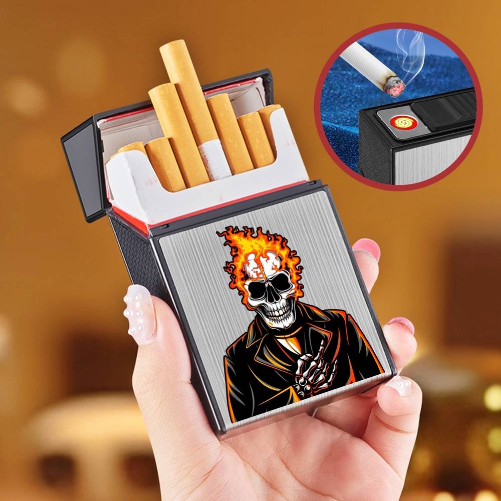 Bật lửa điện kiêm hộp thuốc hình đầu lâu dùng điện