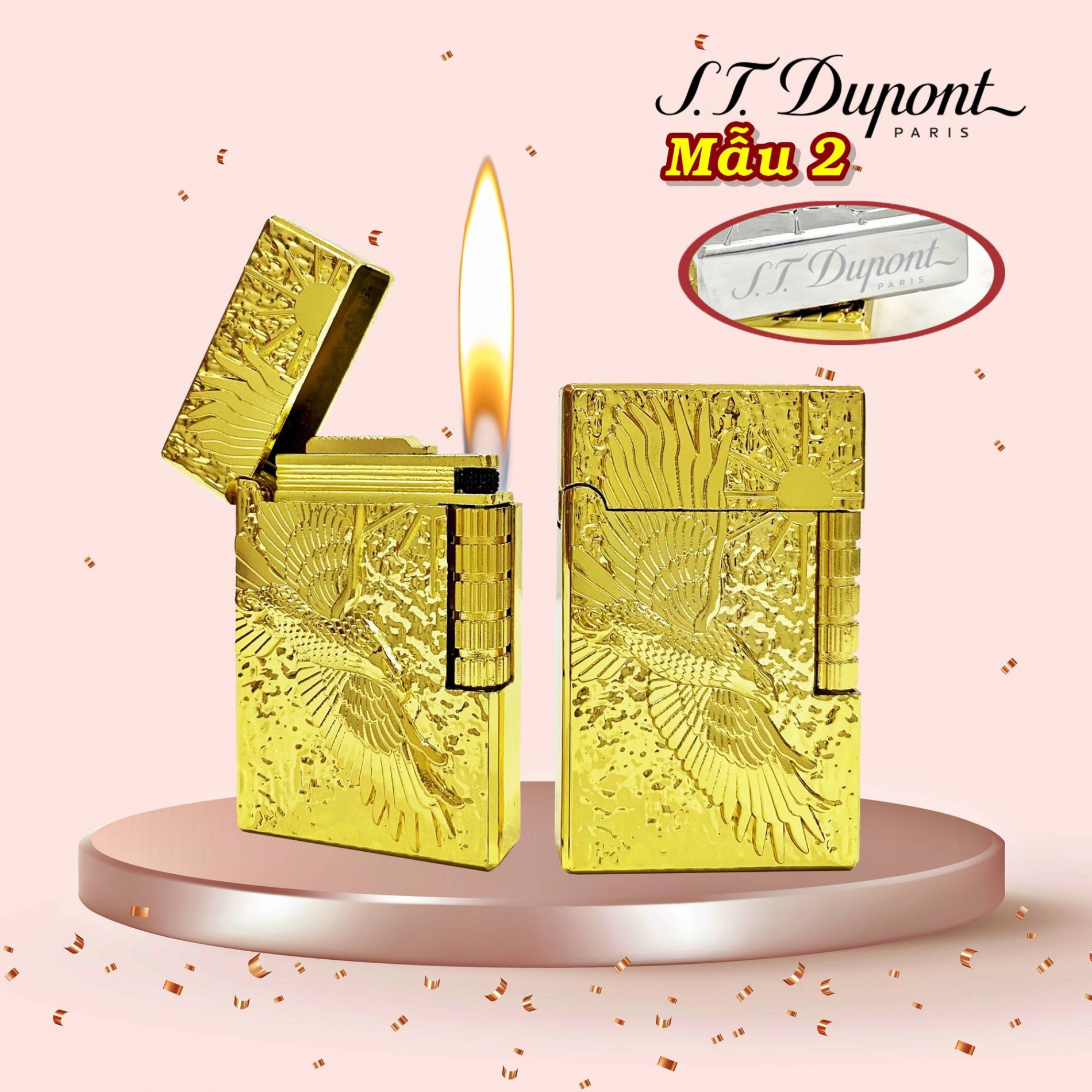 Bật lửa Dupont hình đại bàng tung cánh dùng gas
