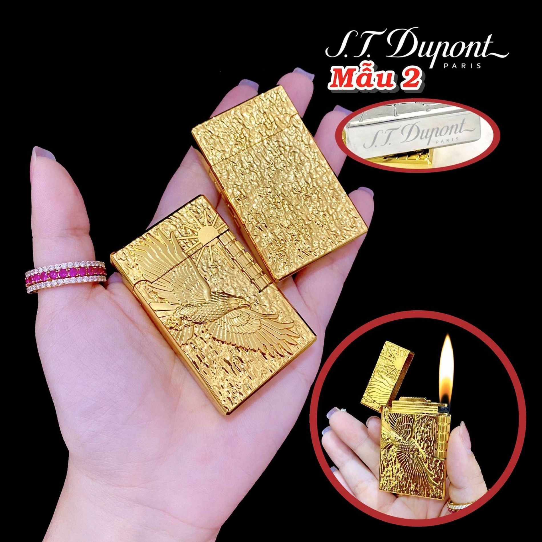 Bật lửa Dupont hình đại bàng tung cánh dùng gas