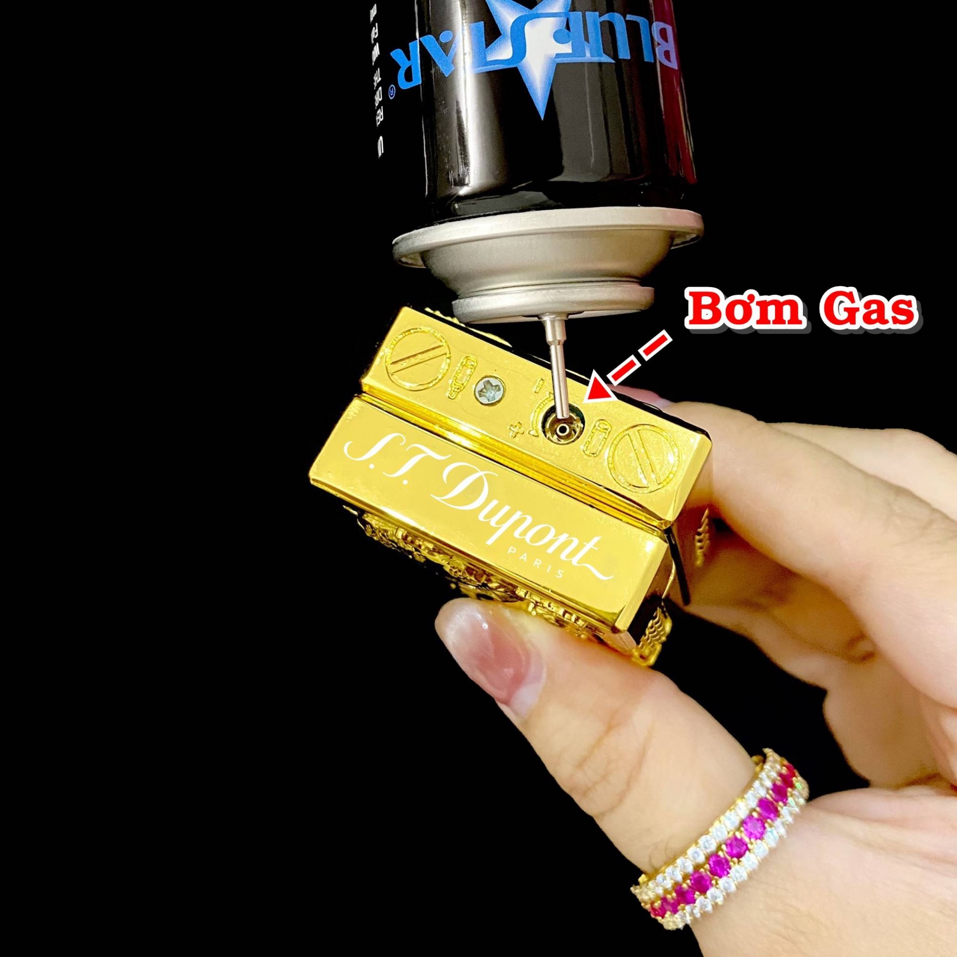 Bật lửa Dupont khắc nổi hình Cọp dùng gas