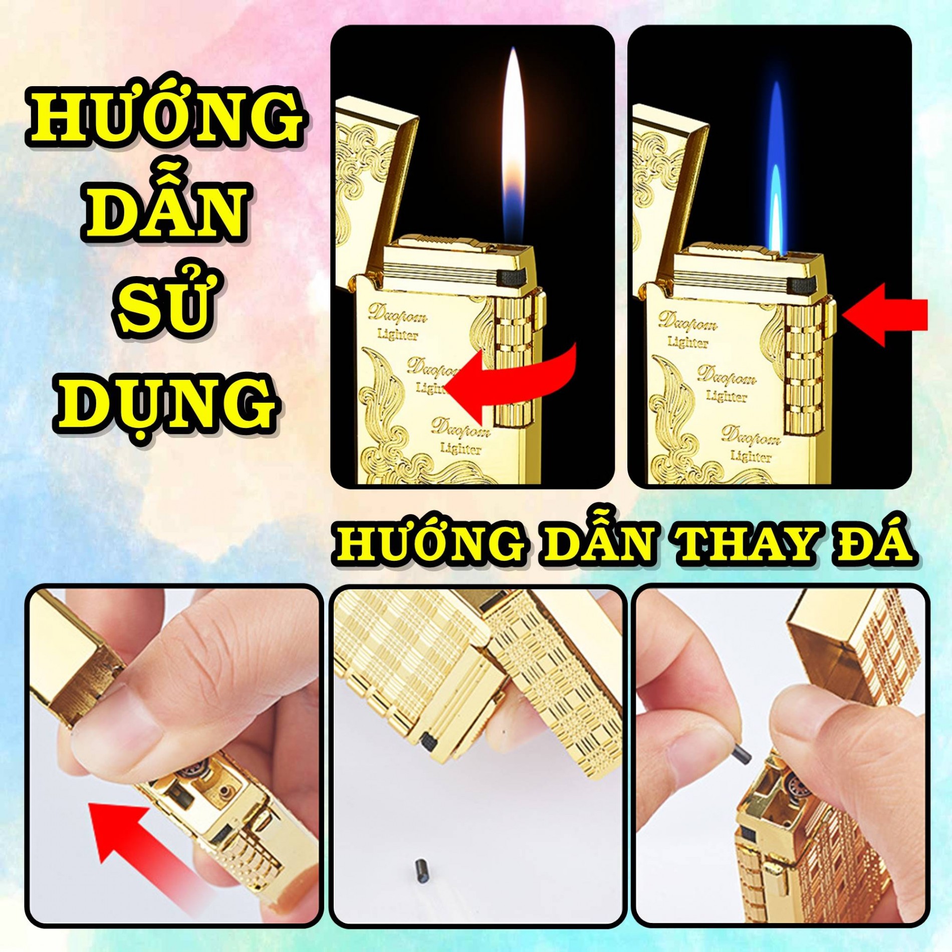 Bật lửa Dupont 2 chế độ lửa hoa văn cổ điển M-72 xài gas