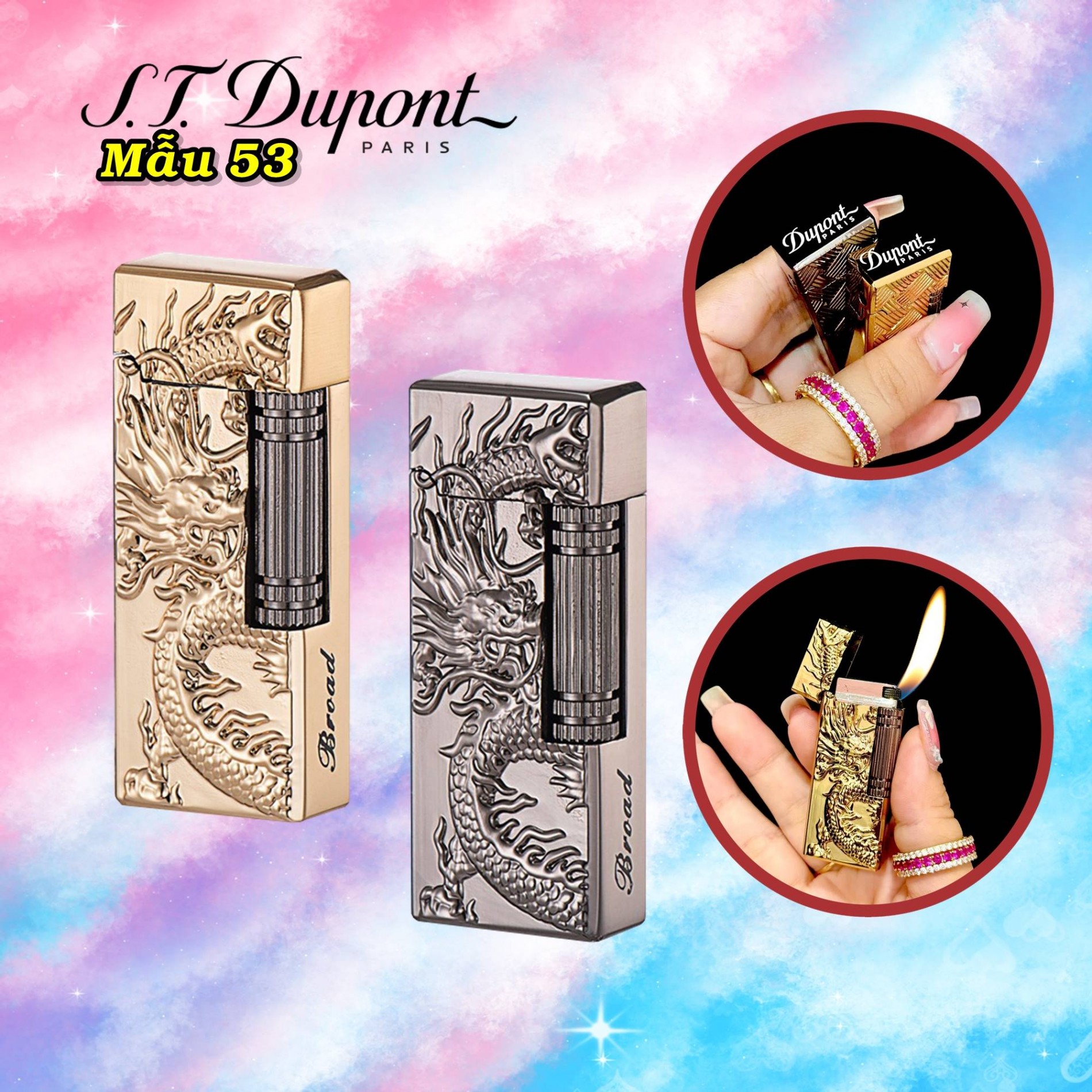 Bật lửa hình rồng dập nổi M-53 xài gas