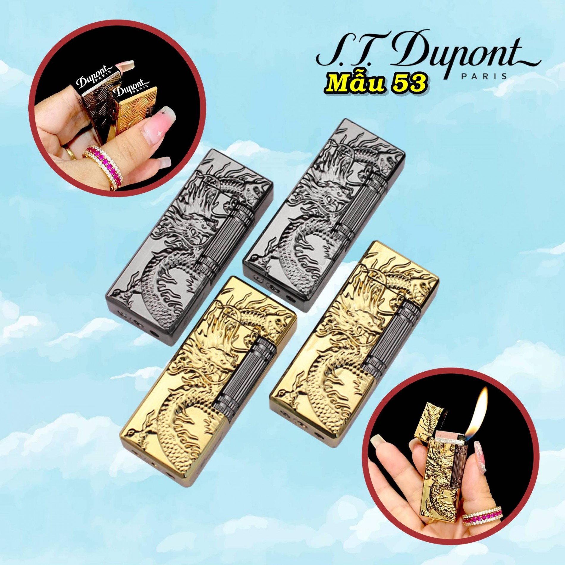 Bật lửa hình rồng dập nổi M-53 xài gas