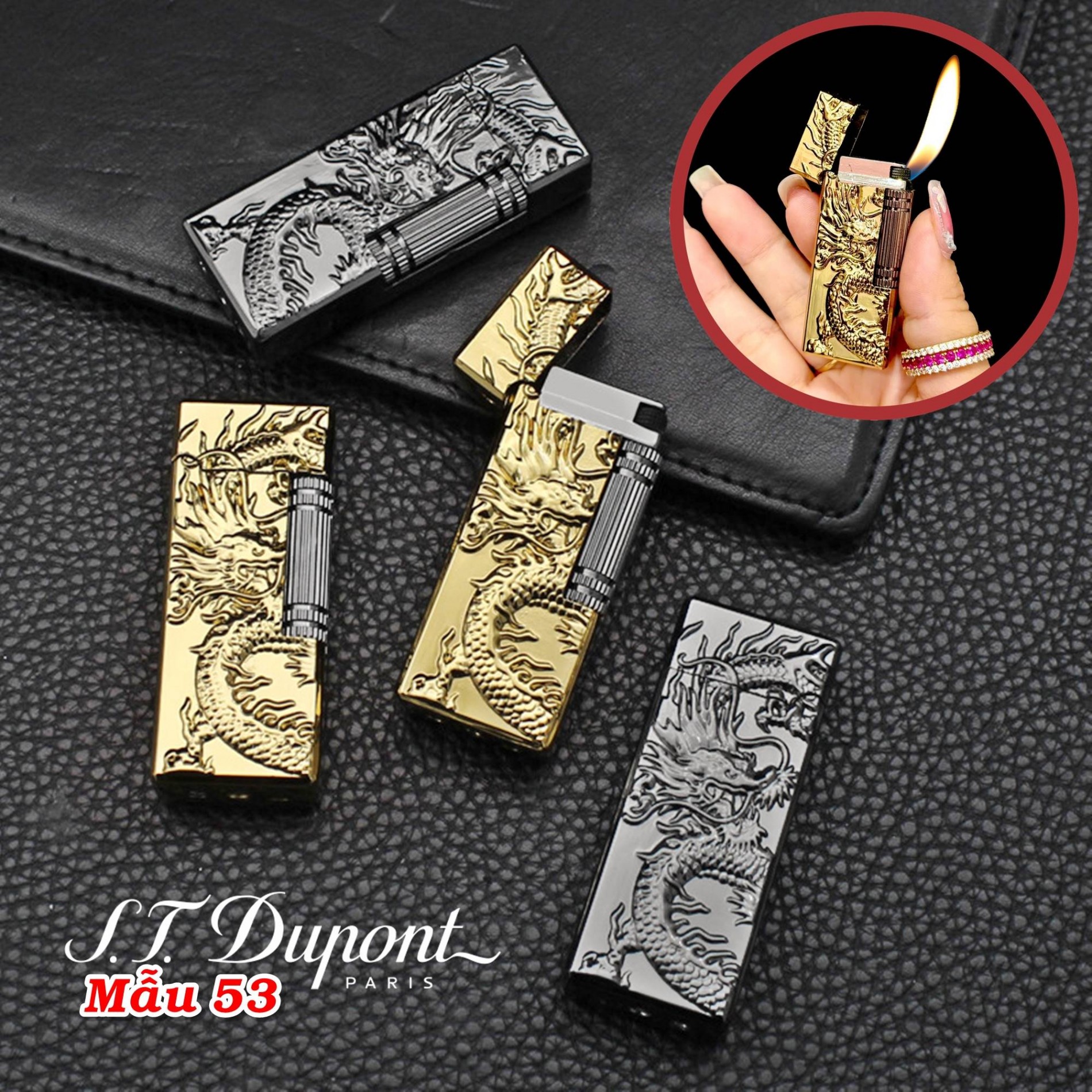 Bật lửa hình rồng dập nổi M-53 xài gas