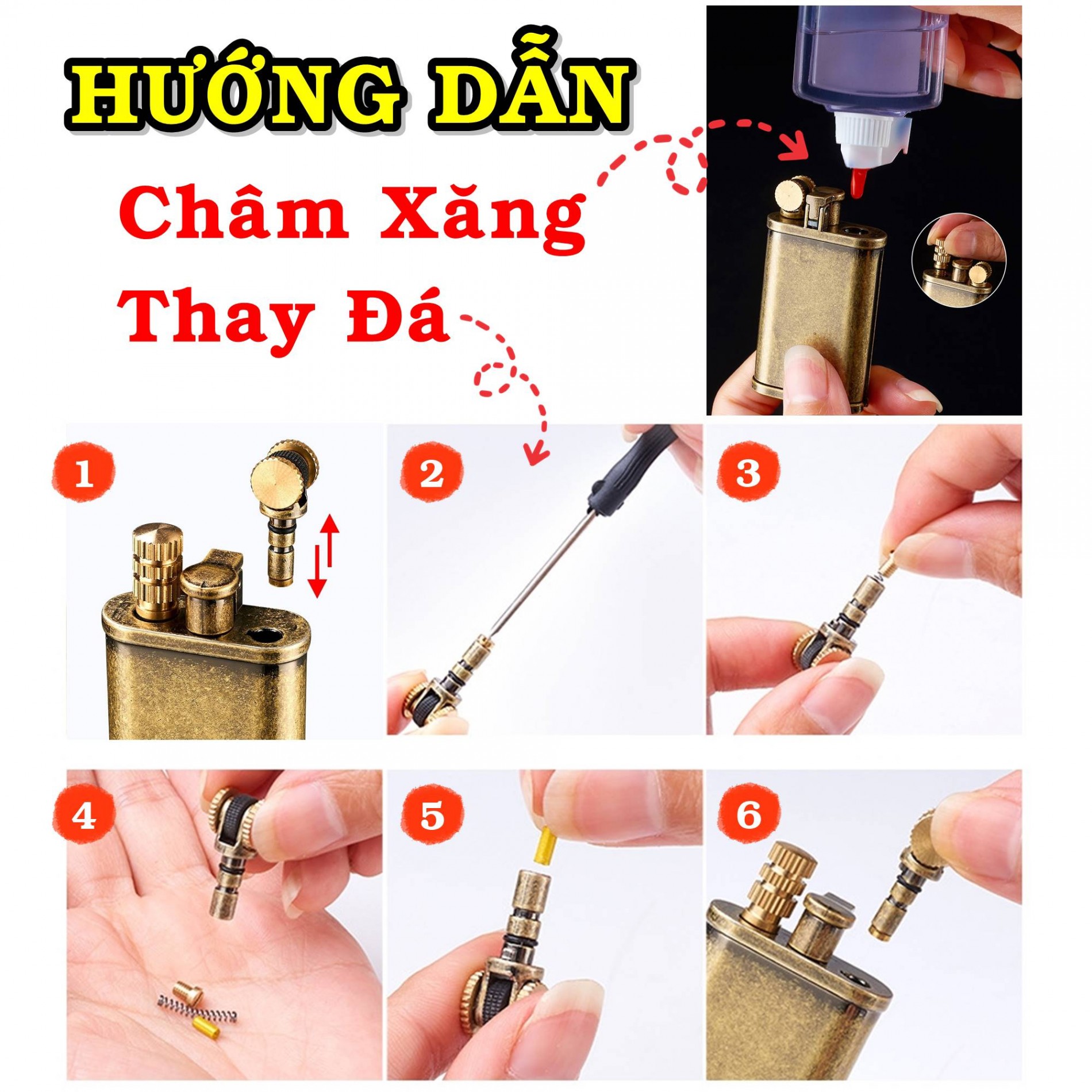 Bật lửa xăng đá flamidor 2 chế độ đánh lửa (kim loại nguyên khối) - (xài xăng)