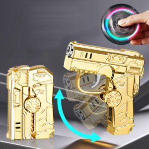 Bật lửa hình súng gấp gọn con quay có đèn nhấp nháy xài gas