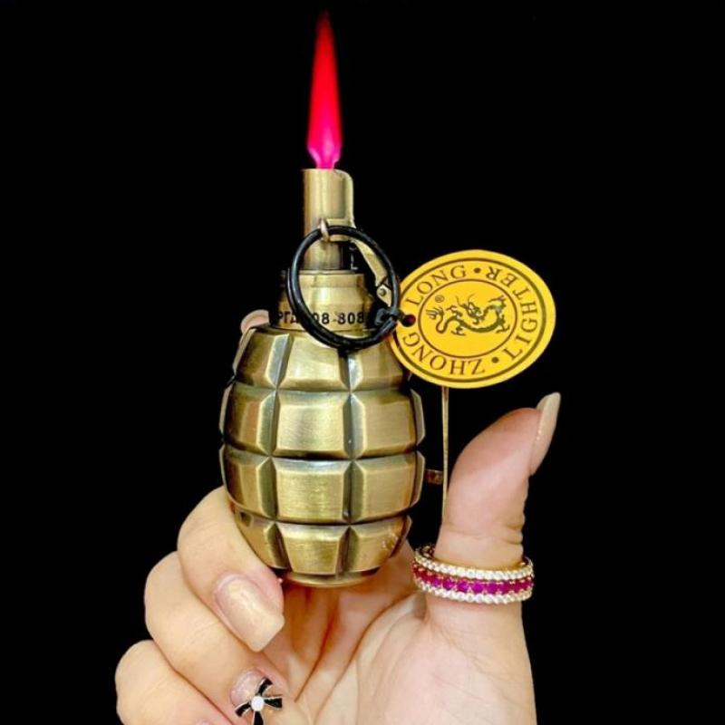 Bật lửa hình trái lựu đạn 808 vàng size lớn xài gas