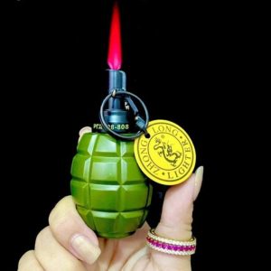 Bật lửa hình trái lựu đạn 808 xanh size lớn xài gas
