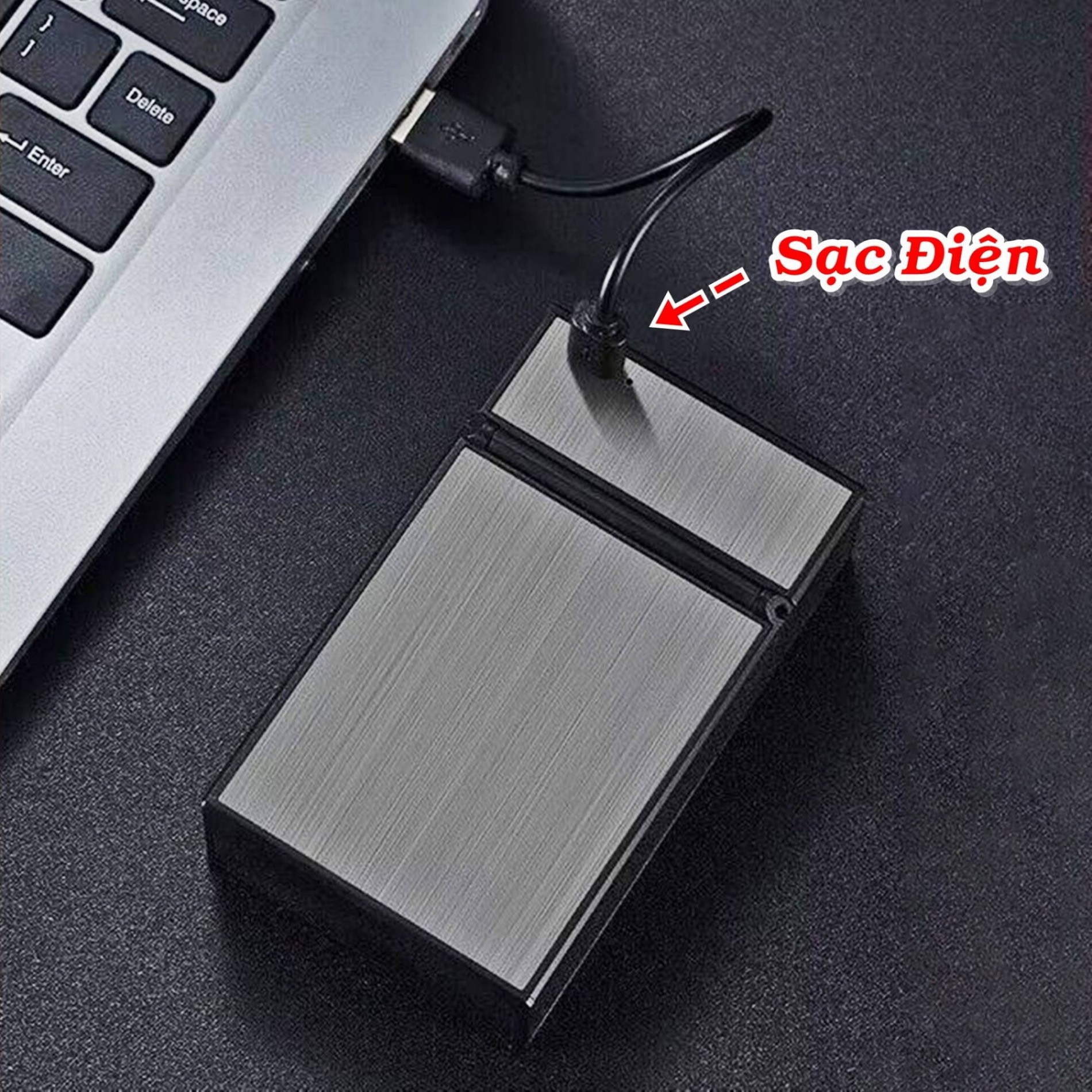 Bật lửa kiêm hộp thuốc hình lá bài trắng sạc điện