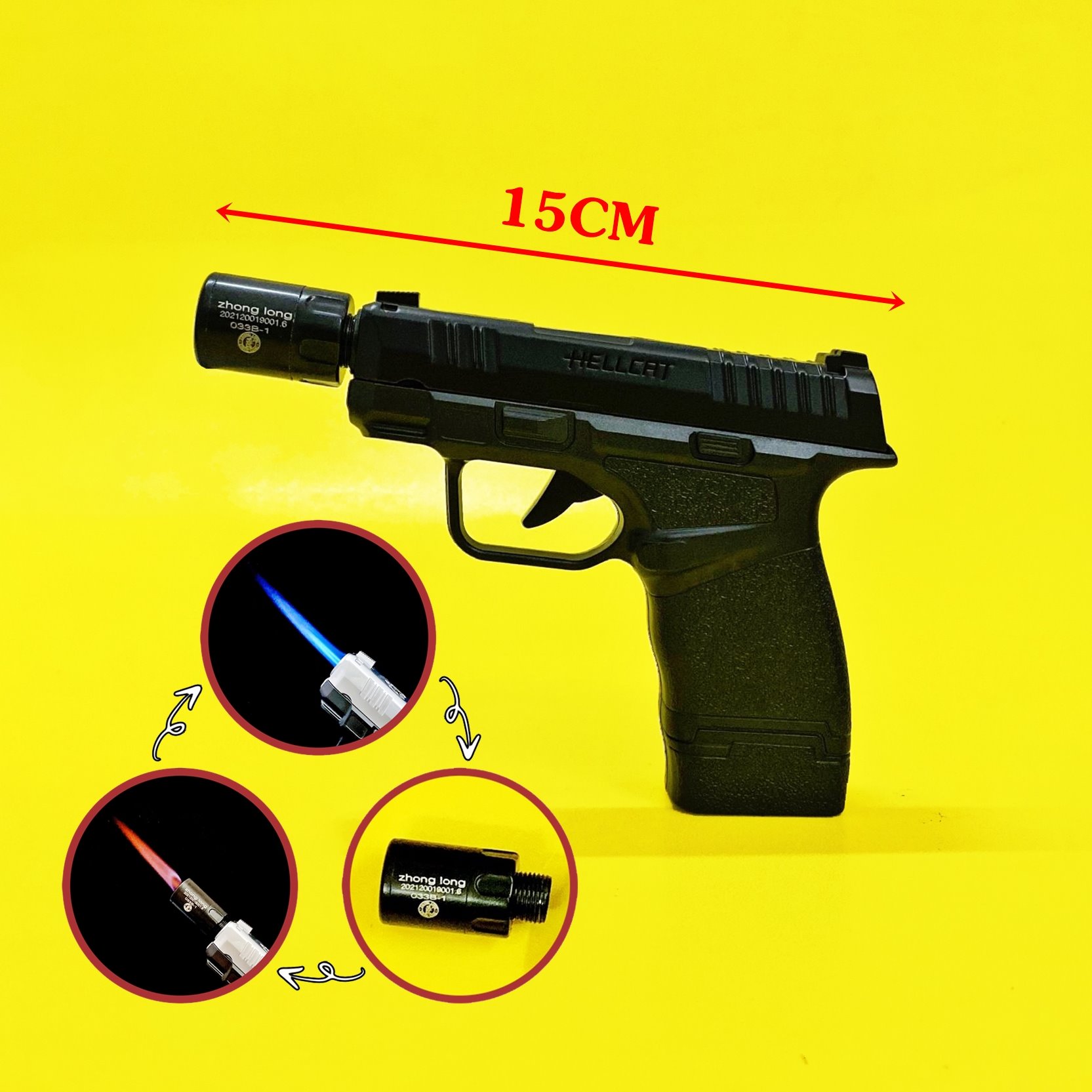 Bật lửa hình dạng súng giảm thanh Hellcat 2 chế độ lửa