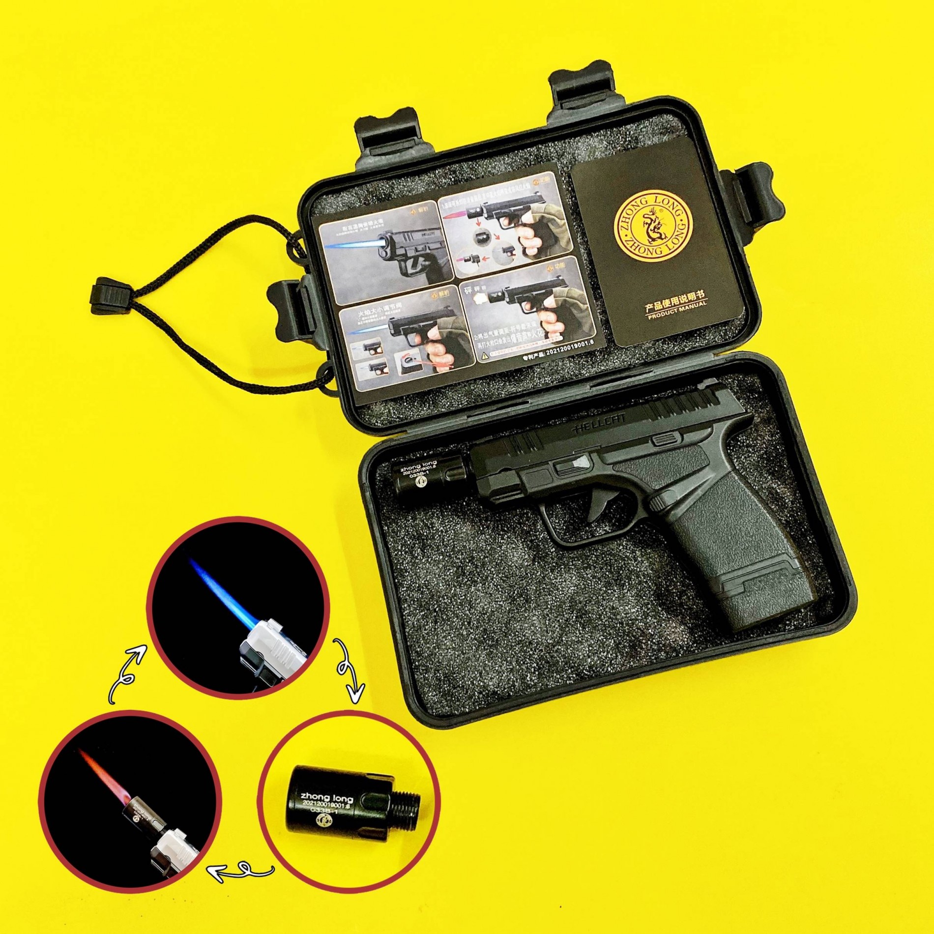 Bật lửa hình dạng súng giảm thanh Hellcat 2 chế độ lửa