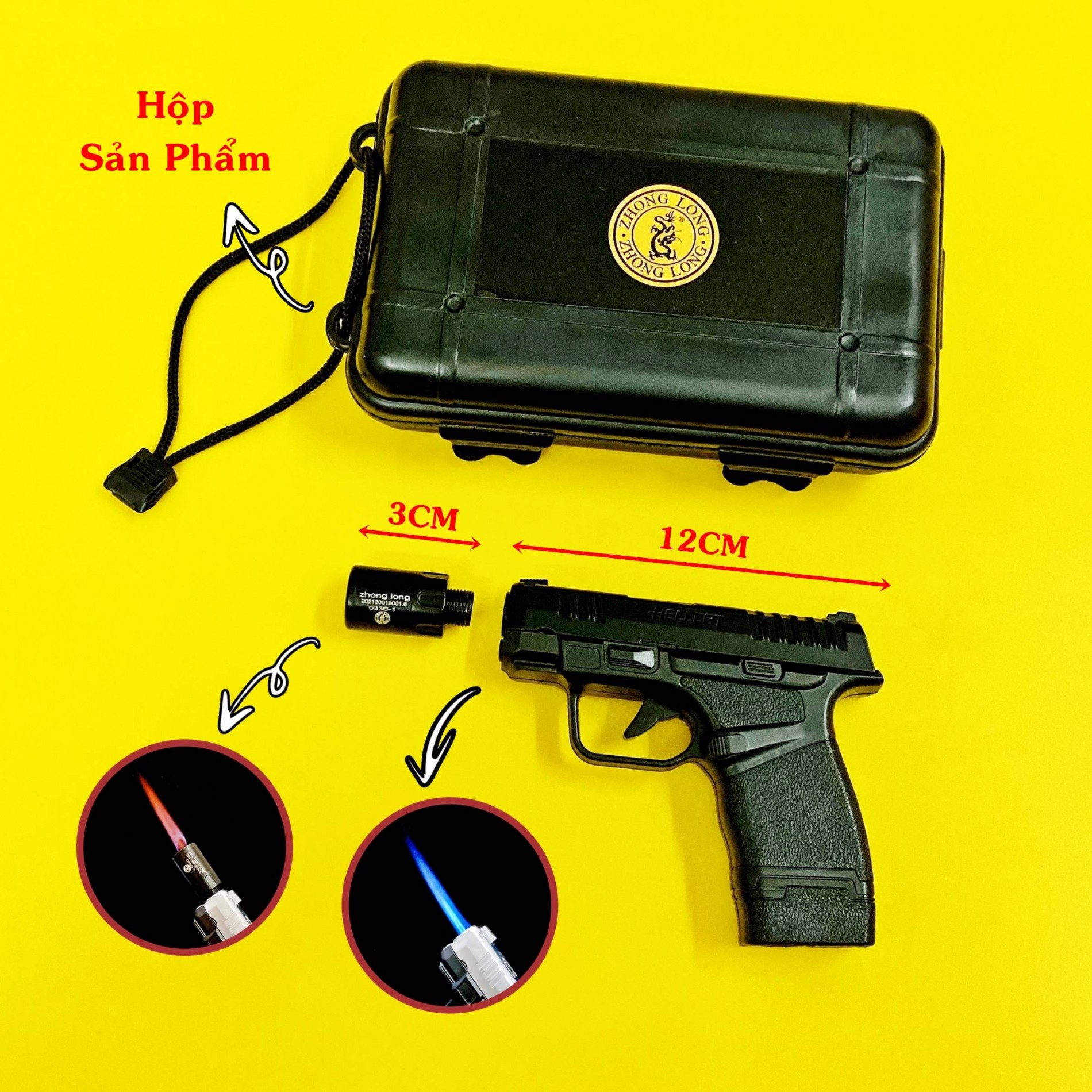 Bật lửa hình dạng súng giảm thanh Hellcat 2 chế độ lửa