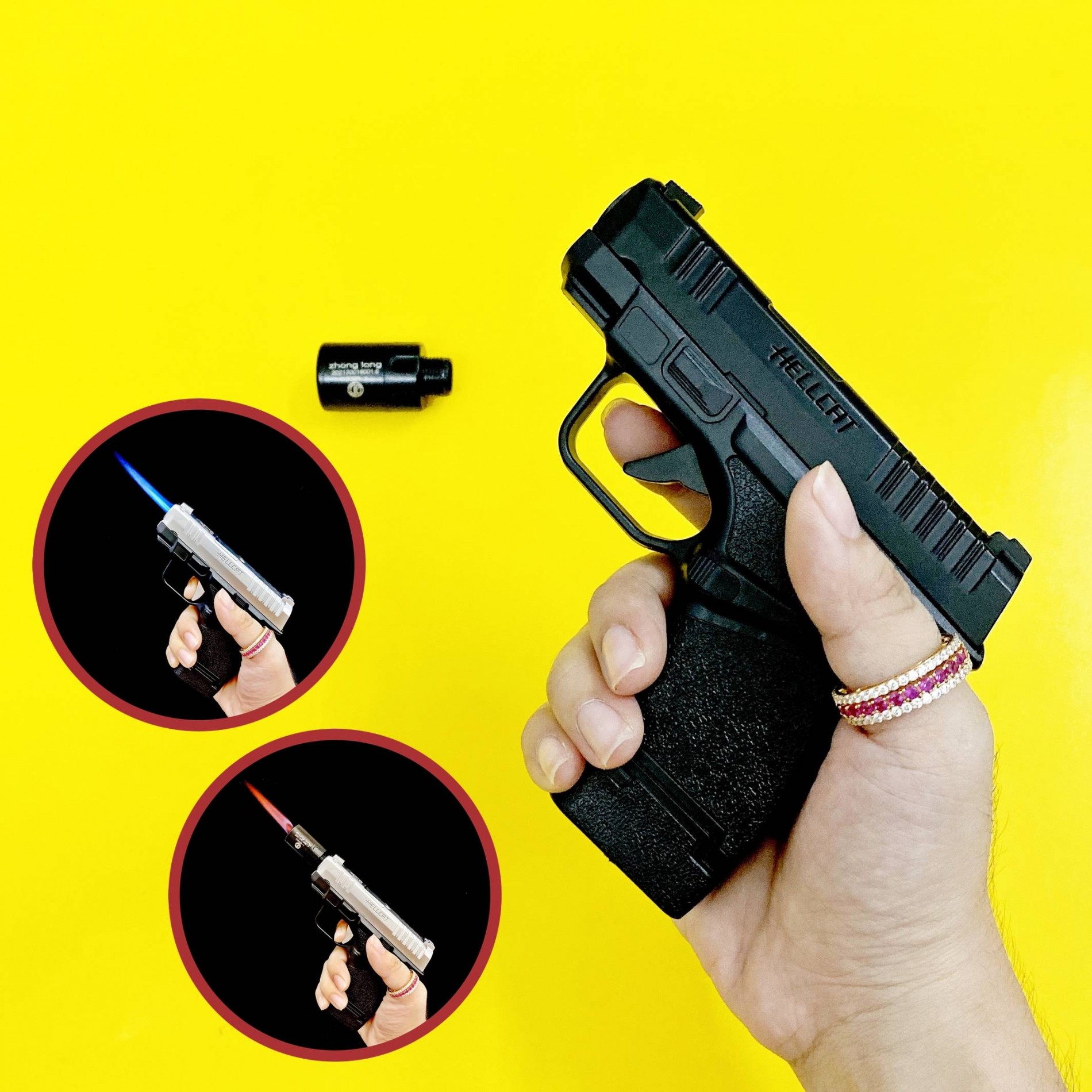 Bật lửa hình dạng súng giảm thanh Hellcat 2 chế độ lửa