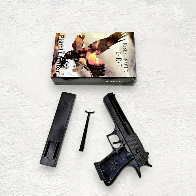 Bật lửa hình súng k54 kim loại có giá đỡ 22cm màu đen