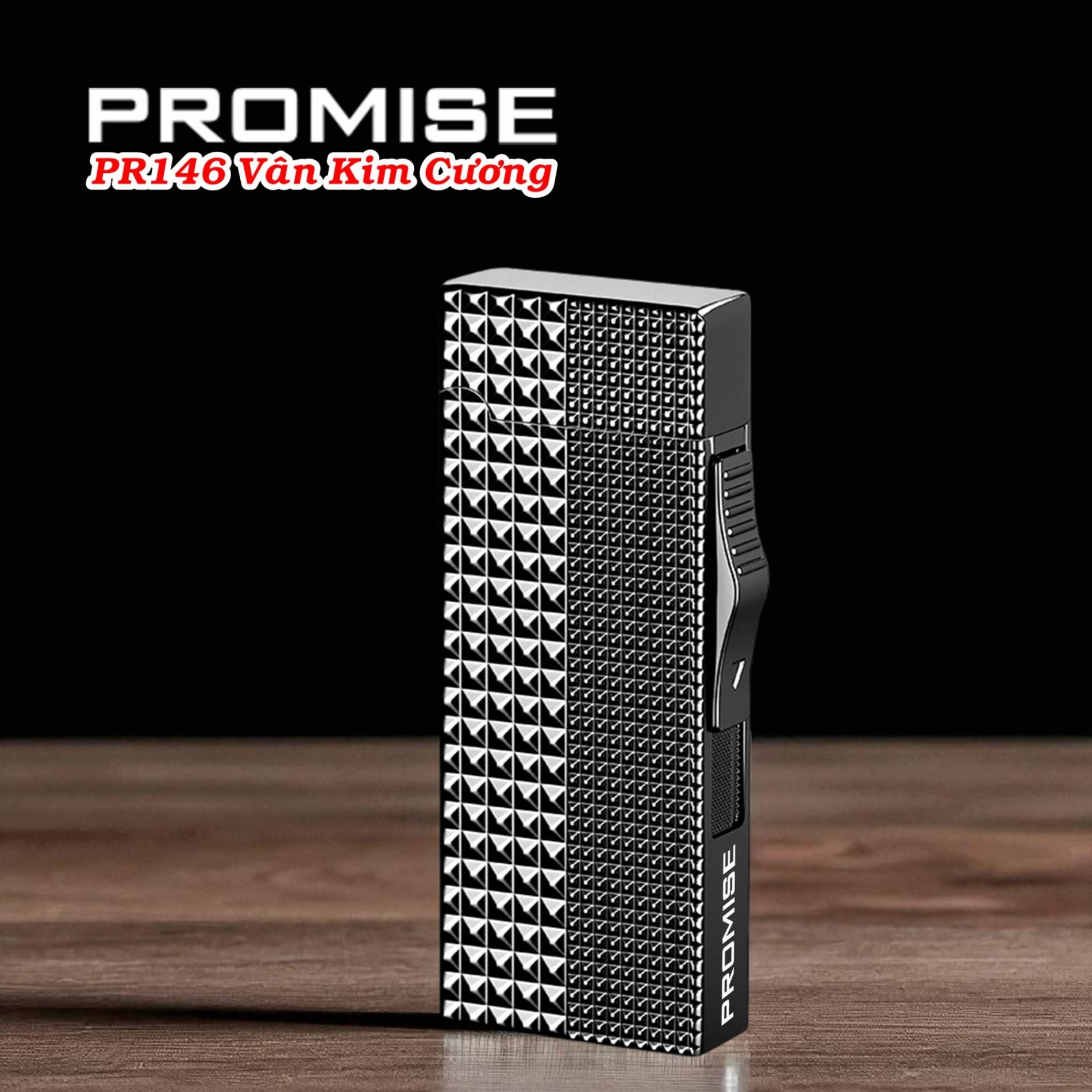 Bật lửa khè Promise PR-146 vân kim cương dập nổi 2 mặt - (xài gas)