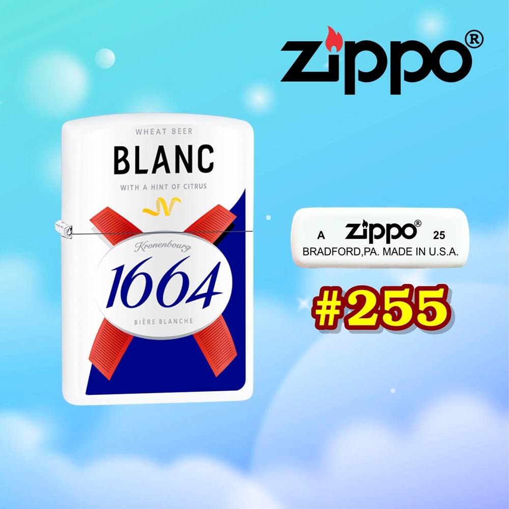 Bật lửa Zippo logo bia 1664 Blanc - hộp thiếc kèm xăng