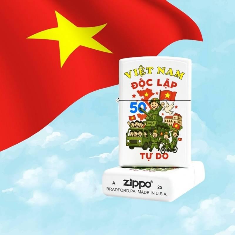 Bật lửa Zippo kỷ niệm 50 năm ngày giải phóng xài xăng