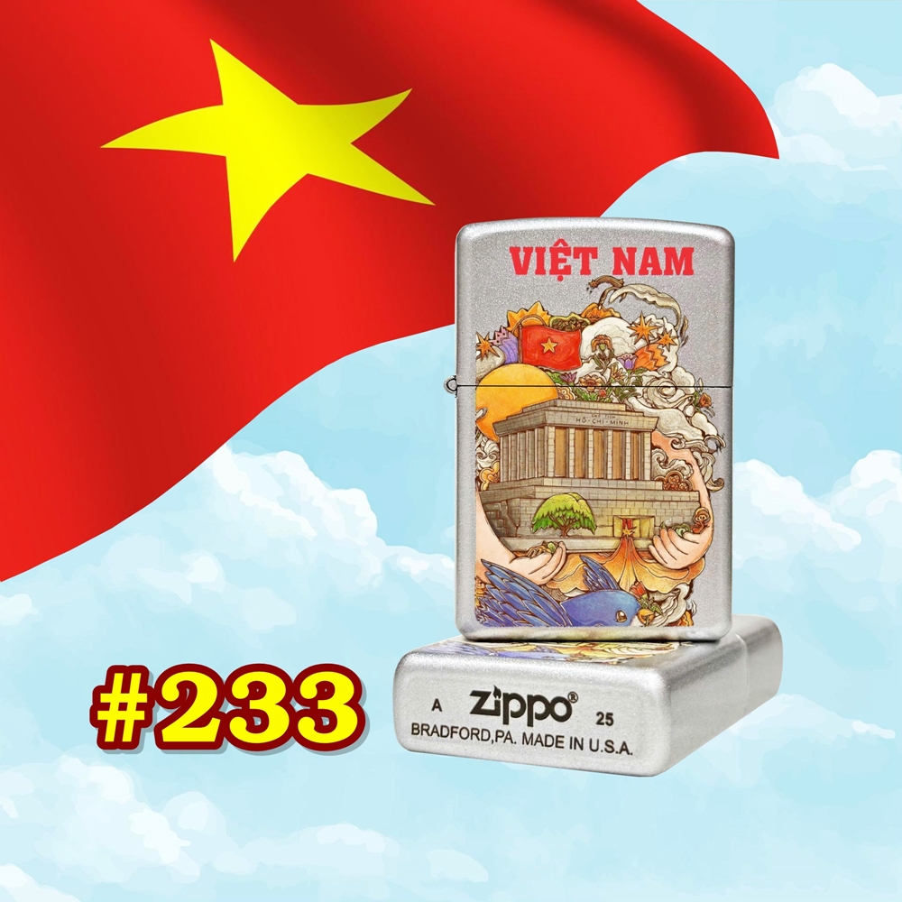 Bật lửa Zippo sơn tĩnh điện lăng lăng Bác Hồ có mộc đáy